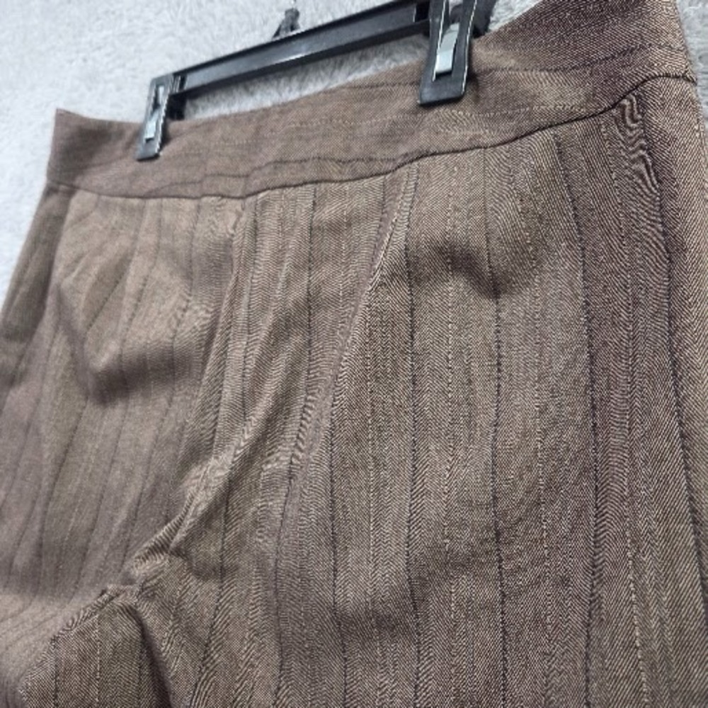 Chico's Women's 14 Brown Pinstripe Dress Pants Size 2.5 Straight Wide Leg Cuffed - Picture 13 of 13